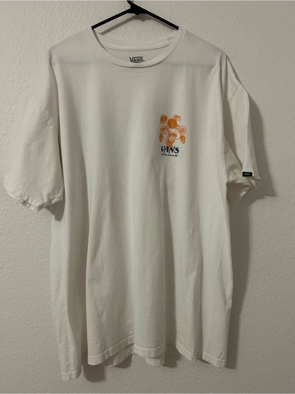 Vans White Short-Sleeve Tee with Orange Palm Graphic